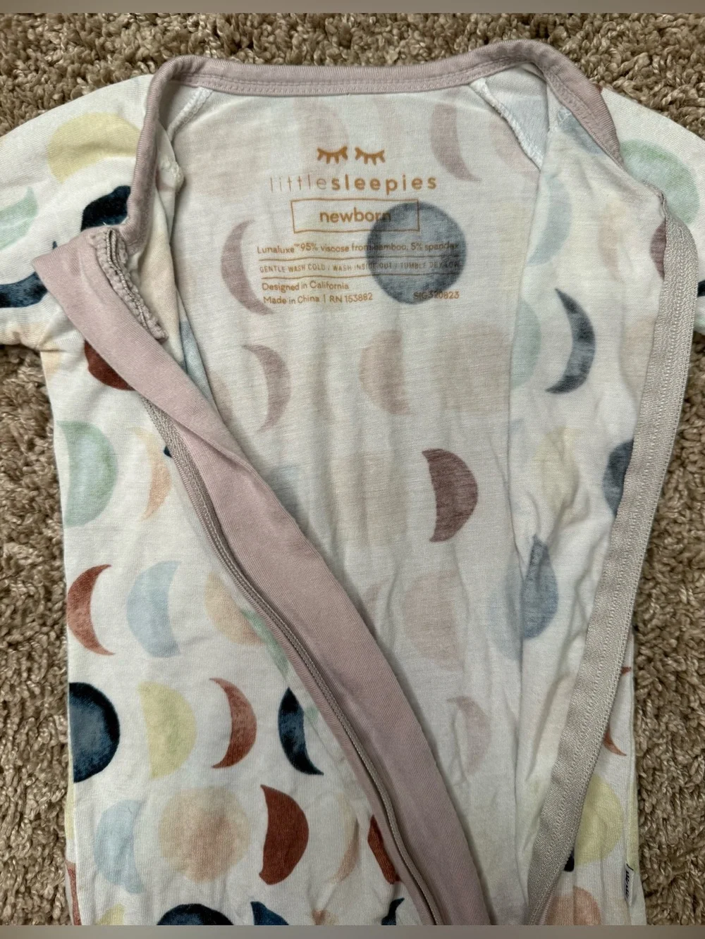 Little Sleepies Newborn Bamboo Moon Phase Convertible Zipper Sleeper